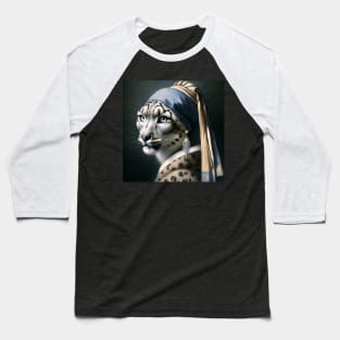 Wildlife Conservation - Pearl Earring Snow Leopard Meme Baseball T-Shirt